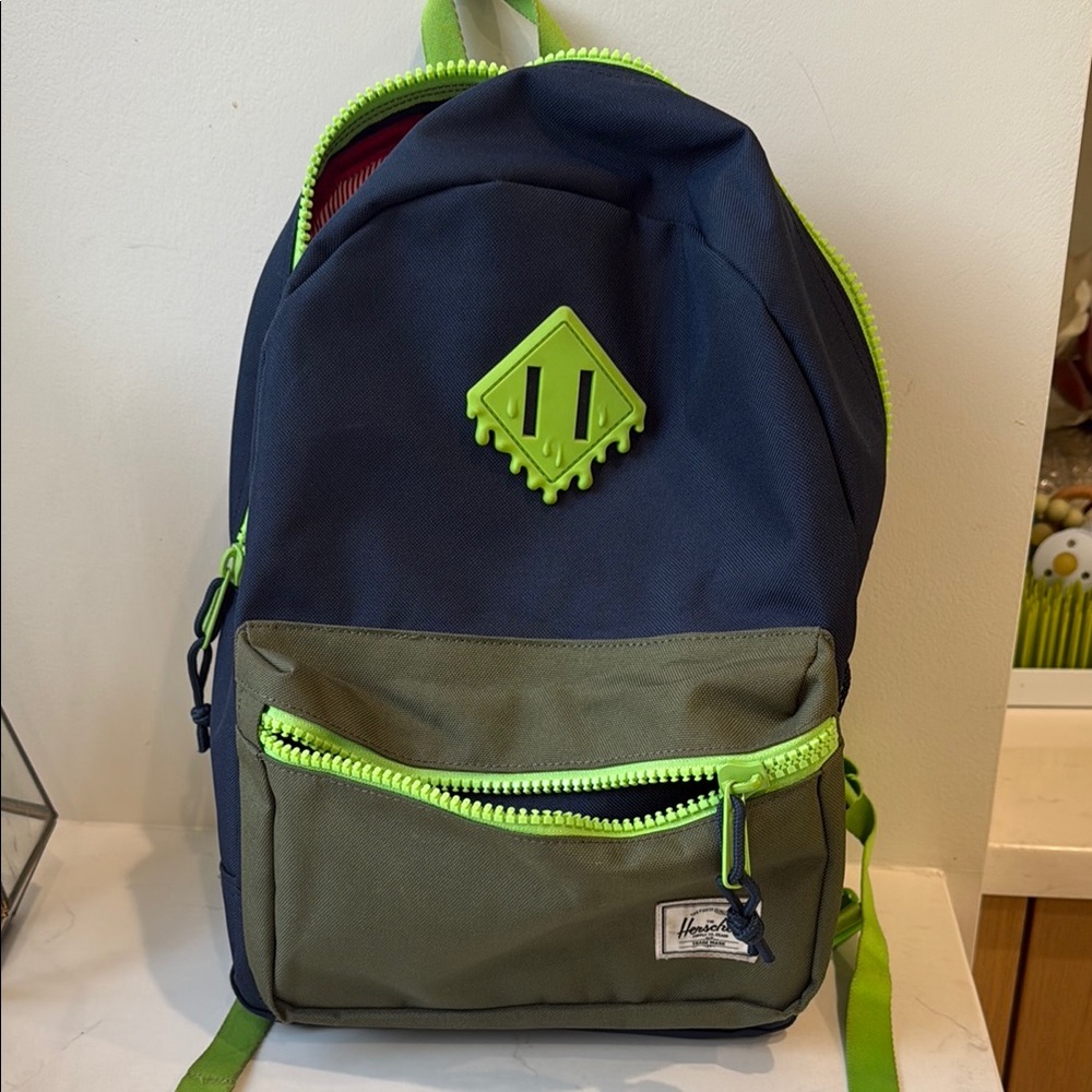 Herschel Supply Company Olive and Blue Backpack with Green Accents